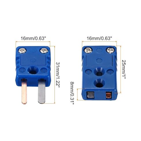 MECCANIXITY Mini T Type Thermocouple Wire Connectors Male Female Plug Adapter High Temperature 200°C(392°F) for Thermocouple Sensor Probe Blue 4 Set in Saudi Arabia