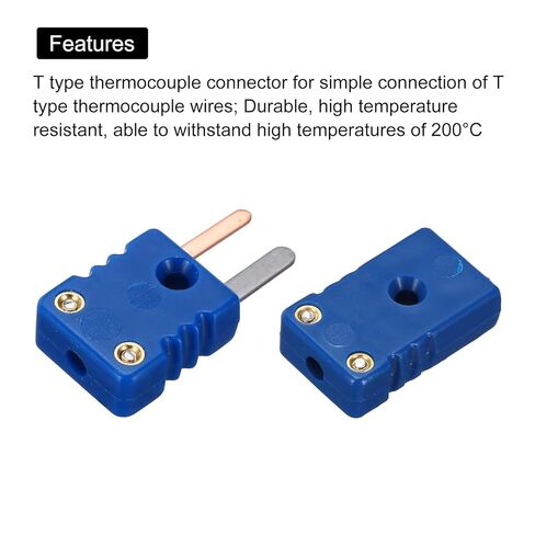 MECCANIXITY Mini T Type Thermocouple Wire Connectors Male Female Plug Adapter High Temperature 200°C(392°F) for Thermocouple Sensor Probe Blue 4 Set in Saudi Arabia