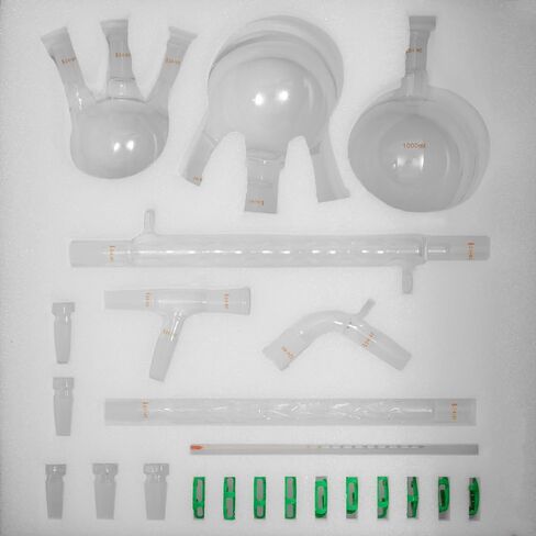 الأواني الزجاجية المختبرية الجديدة 24/40 الأواني الزجاجية الكيمياء 32PCS كيمياء المختبر مجموعة الأدوات الزجاجية 250 1000 مل لتنقية فصل التقطير （24/40 ، 32pcs） in Kuwait