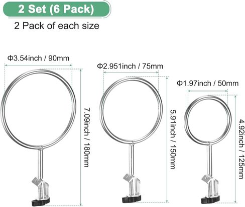 6-Pack Laboratory Retort Support Ring Clamp 50mm 75mm 90mm Stainless Steel Closed Extension Ring Flask Clamp Burette Stand for Chemistry/Physics Lab Equipment Support Retort Ring in Saudi Arabia
