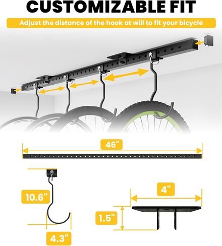 Bike Rack Celling Mount for Garage, Indoor Hangers Storage for 8 Bicycles, Heavy-duty Adjustable Bike Hooks for Garage Ceiling Support up to 640 lbs in Saudi Arabia