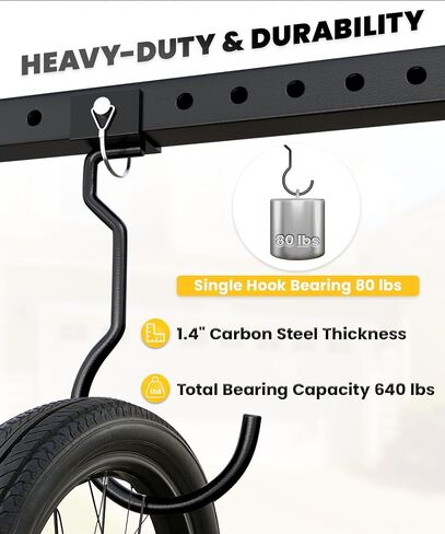 Bike Rack Celling Mount for Garage, Indoor Hangers Storage for 8 Bicycles, Heavy-duty Adjustable Bike Hooks for Garage Ceiling Support up to 640 lbs in Saudi Arabia