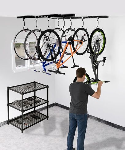 Bike Rack Celling Mount for Garage, Indoor Hangers Storage for 8 Bicycles, Heavy-duty Adjustable Bike Hooks for Garage Ceiling Support up to 640 lbs in Saudi Arabia