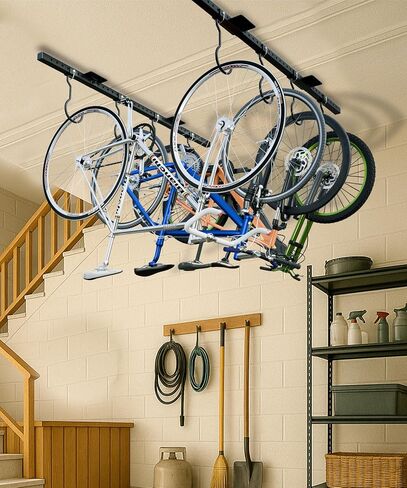 Bike Rack Celling Mount for Garage, Indoor Hangers Storage for 8 Bicycles, Heavy-duty Adjustable Bike Hooks for Garage Ceiling Support up to 640 lbs in Saudi Arabia