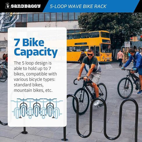 Sandbaggy Commercial 5-Loop Wave Bike Rack - 7 Bike Capacity (Gray, 2) in Kuwait