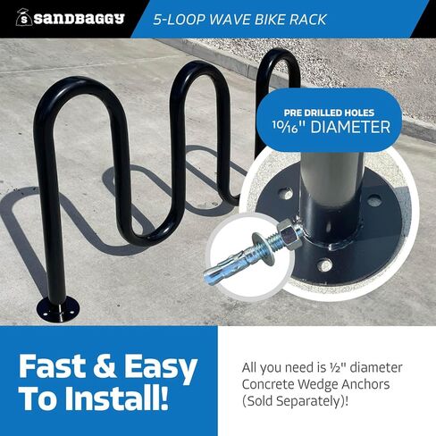 Sandbaggy Commercial 5-Loop Wave Bike Rack - 7 Bike Capacity (Gray, 2) in Kuwait