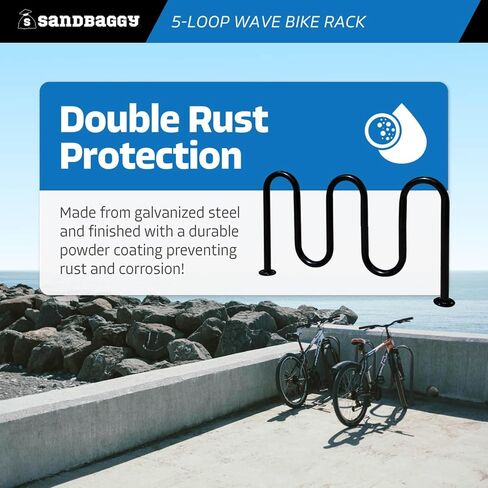 Sandbaggy Commercial 5-Loop Wave Bike Rack - 7 Bike Capacity (Gray, 2) in Kuwait