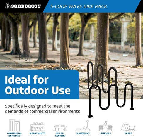 Sandbaggy Commercial 5-Loop Wave Bike Rack - 7 Bike Capacity (Gray, 2) in Kuwait