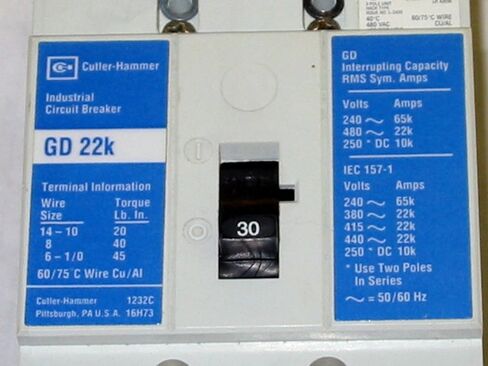 CUTLER HAMMER GD3030 30A 480V 3P 22K in Saudi Arabia