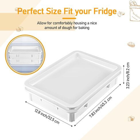 Suzile 4 Pcs Dough Tray Kit Pizza Dough Proofing Box Plastic Stackable Trays with Covers Pizza Storage Container Collapsible for Storage Safekeeping, 17.83'' x 12.8'' x 3.23'', 4 Trays with 1 Cover in Kuwait