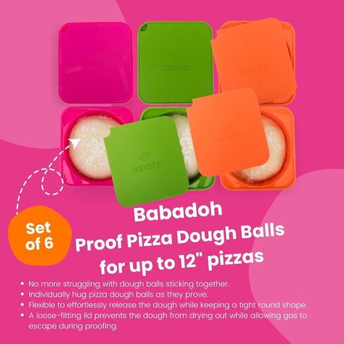 Babadoh Pizza Dough تدقيق حاويات السيليكون مع الأغطية | البيتزا صنع الملحقات | البيتزا المثالية | مجموعة من 3 | Multi Bright (1 التوت ، 1 برتقالي ، 1 الجير) | الحجم الأصلي (اصنع 12 "بيتزا) in Saudi Arabia