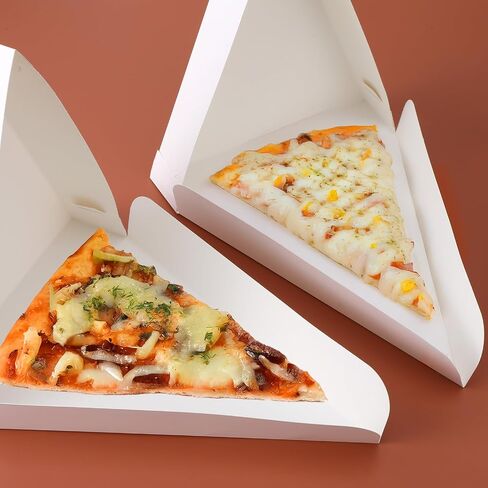 50 PCS Bizza Slice Slice ، وحاويات شريحة فطيرة وشرائح البيتزا حاوية تخزين - صواني مثلث الورق المقوى الأبيض المتاح للبيتزا الفردية ، والكعك والمزيد ، 9.65 "L x 7.28" W x 1.77 "H in Kuwait