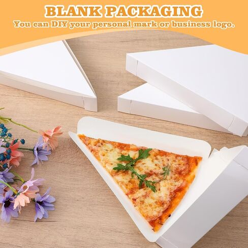 50 PCS Bizza Slice Slice ، وحاويات شريحة فطيرة وشرائح البيتزا حاوية تخزين - صواني مثلث الورق المقوى الأبيض المتاح للبيتزا الفردية ، والكعك والمزيد ، 9.65 "L x 7.28" W x 1.77 "H in Kuwait