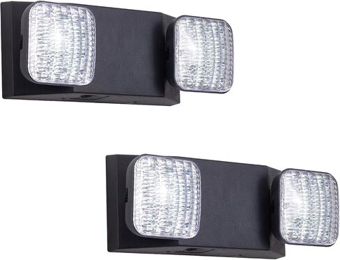 GZRUIYANG Emergency Lights with Battery Backup, LED Commercial Emergency Lighting Fixtures Two Head Adjustable, UL 924 Certified, Hardwired Emergency Exit Light for Business - 1 Pack(Black) in Kuwait