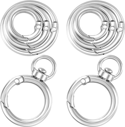 2 Sets Metal Spring Carabiners, Light Gold Swivel Lobster Clasps Clips with O Rings, Alloy Round Snap Spring Key Clips for Purse, Bag Chain, DIY Crafts for Men, Women (6PCS O Rings) in Kuwait
