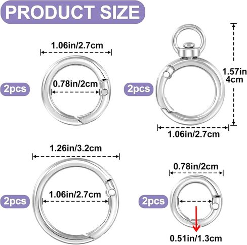 2 Sets Metal Spring Carabiners, Light Gold Swivel Lobster Clasps Clips with O Rings, Alloy Round Snap Spring Key Clips for Purse, Bag Chain, DIY Crafts for Men, Women (6PCS O Rings) in Kuwait