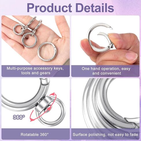 2 Sets Metal Spring Carabiners, Light Gold Swivel Lobster Clasps Clips with O Rings, Alloy Round Snap Spring Key Clips for Purse, Bag Chain, DIY Crafts for Men, Women (6PCS O Rings) in Kuwait