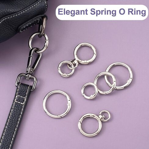 2 Sets Metal Spring Carabiners, Light Gold Swivel Lobster Clasps Clips with O Rings, Alloy Round Snap Spring Key Clips for Purse, Bag Chain, DIY Crafts for Men, Women (6PCS O Rings) in Kuwait