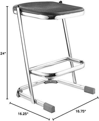 Pemberly Row 24" Ergonomic Modern Metal Elephant Z-Stool in Black/Chrome in Saudi Arabia