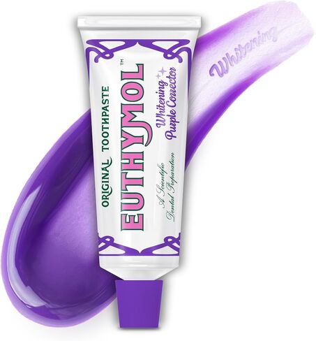 Euthymol Purple Whitening معجون الأسنان (3.7 Fl Oz) - للأسنان الصفراء والحساسة | صيغة البنفسج توب ، تضيء على الفور ، دفاع 24 ساعة وصمة عار ، أنفاس طازجة طويلة الأمد in Kuwait