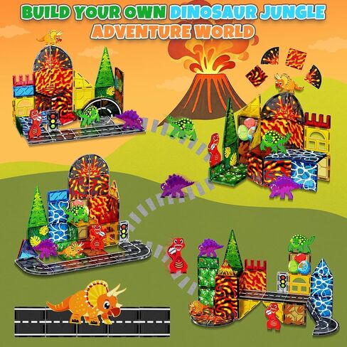 Magnetic Tiles Road Set, Magnetic Building Blocks for Road, Construction Kit STEM Learning Toys for Kids Boys Girls Ages 1-12, Back to School Holidays Birthdays Gift in Kuwait