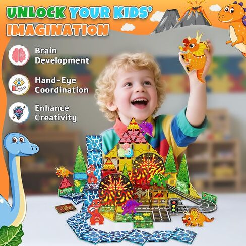Magnetic Tiles Road Set, Magnetic Building Blocks for Road, Construction Kit STEM Learning Toys for Kids Boys Girls Ages 1-12, Back to School Holidays Birthdays Gift in Kuwait