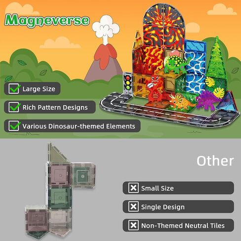 Magnetic Tiles Road Set, Magnetic Building Blocks for Road, Construction Kit STEM Learning Toys for Kids Boys Girls Ages 1-12, Back to School Holidays Birthdays Gift in Kuwait