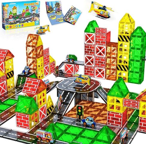 Magnetic Tiles Road Set, Magnetic Building Blocks for Road, Construction Kit STEM Learning Toys for Kids Boys Girls Ages 1-12, Back to School Holidays Birthdays Gift in Kuwait