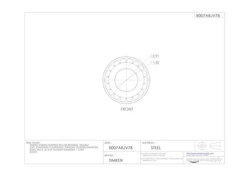 Timken 27820D Tapered Roller Bearing, Double Cup, Standard Tolerance, Straight Outside Diameter, Steel, Inch, 3.1510" Outside Diameter, 1.7700" Width in Saudi Arabia