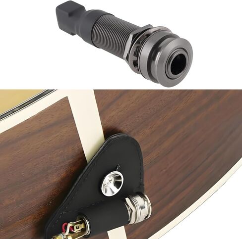 Endpin Jack Sound Pick-up Socket 6.35mm Output 2.5mm Input for Acoustic Guitar Accessories 60.5x15.6mm, Black in Kuwait
