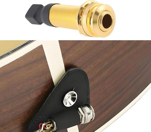 Endpin Jack Sound Pick-up Socket 6.35mm Output 2.5mm Input for Acoustic Guitar Accessories 60.5x15.6mm, Black in Kuwait