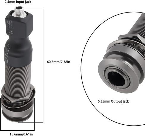 Endpin Jack Sound Pick-up Socket 6.35mm Output 2.5mm Input for Acoustic Guitar Accessories 60.5x15.6mm, Black in Kuwait