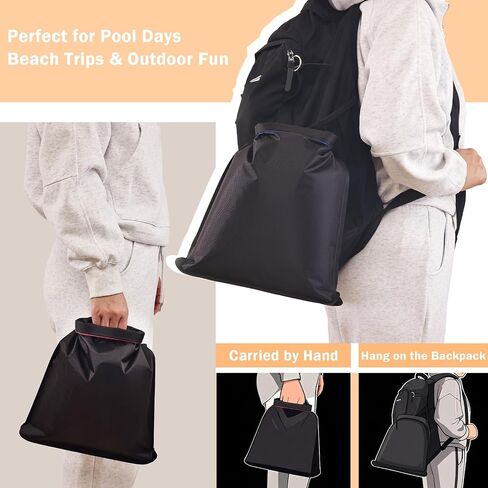Waterproof Wet Bag for Swimsuit, Black Swim Bag for Beach Vacation Wet Clothes, Dry Bag for Camping Kayaking Boat Travel, Soap Travel Case, Black Band in Saudi Arabia