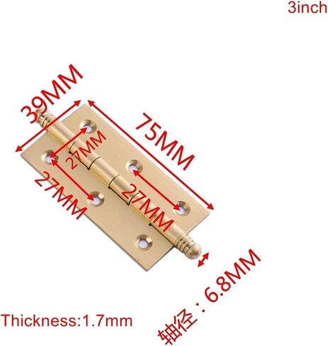 Adjustable Hinges Door Closing Hinges 1pcs 2/2.5/3 Inch Solid Brass Cupboard Door Butt Furniture Folding Hinge(3 inch) in Kuwait