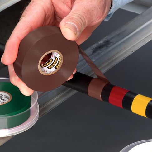 3M Scotch Vinyl Color Coding Electrical Tape 35, 3/4 in x 66 ft, Premium Grade, Flame Retardant, UV Resistant, Electrical and Mechanical Protection, Brown, 7 mil, 1 Roll in Saudi Arabia