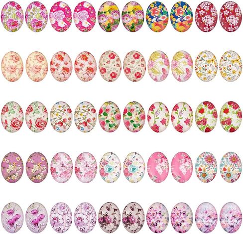 PH Pandahall 50pcs 25 أنماط كابوشونات زجاجية كابوشون 25 ملم قبة الزجاج الزجاجي قبة ، أحجار خمر بلاط الفسيفس in Saudi Arabia