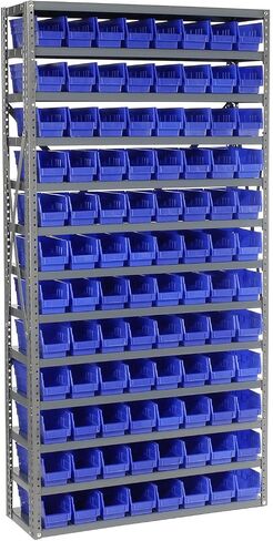 Global Industrial 13 Shelf Steel Shelving with (96) 4" H Plastic Shelf Bins, Blue, 36x12x72 in Saudi Arabia