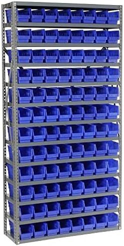 Global Industrial 13 Shelf Steel Shelving with (96) 4" H Plastic Shelf Bins, Blue, 36x12x72 in Saudi Arabia