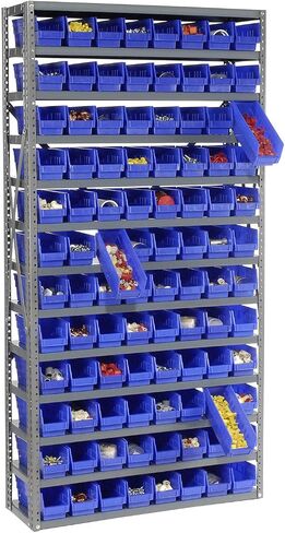 Global Industrial 13 Shelf Steel Shelving with (96) 4" H Plastic Shelf Bins, Blue, 36x12x72 in Saudi Arabia