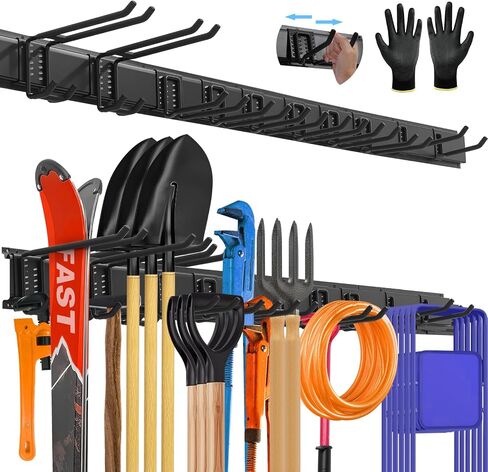 64'' All-Metal Garage Tool Organizer Wall Mount – Heavy-Duty Tool Rack Holds 680 lbs, Adjustable Hooks for Garage, Yard, and Garden Equipment in Saudi Arabia