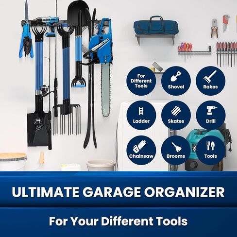 64'' All-Metal Garage Tool Organizer Wall Mount – Heavy-Duty Tool Rack Holds 680 lbs, Adjustable Hooks for Garage, Yard, and Garden Equipment in Saudi Arabia
