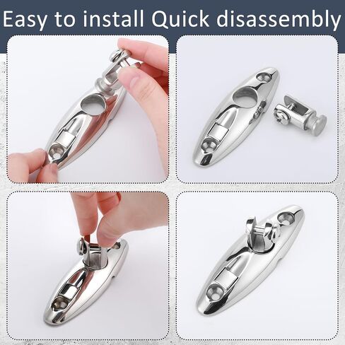 4pcs Boat Bimini Top Swivel Hinge Quick Release 316 Stainless Steel Bimini Top Swivel Deck Side Mount Marine Hardware with 8 Screws for Boat Yachts in Saudi Arabia