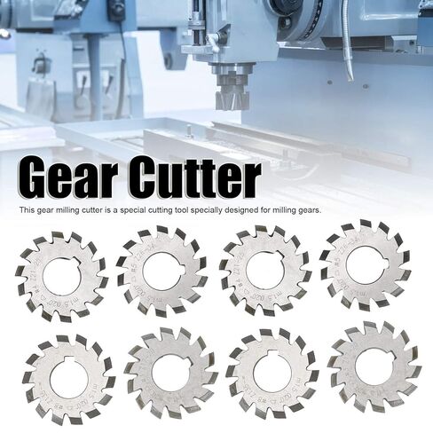 8PCS Gear Milling Cutter, High Speed Steel Involute Gear Cutters Set, M1.5 20° 5mm 6mm Cutting Tool Industrial Supplies for Milling Machine in Saudi Arabia