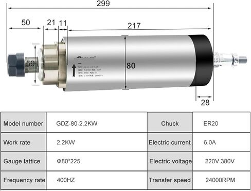 2.2kW CNC محرك المغزل ER20 الجولة 80 مم قطر ER20 Chuck (2.2kw 220v ER20) in Saudi Arabia