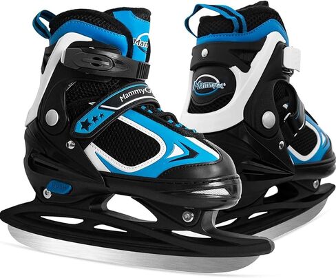 MammyGol Adjustable Ice Skates for Kids Youth Tean Hockey Lace-Up Boys or Girls Ice Skate for Beginner Age 4-12 Blue Black Teal Green in Saudi Arabia