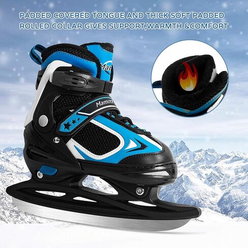 MammyGol Adjustable Ice Skates for Kids Youth Tean Hockey Lace-Up Boys or Girls Ice Skate for Beginner Age 4-12 Blue Black Teal Green in Saudi Arabia