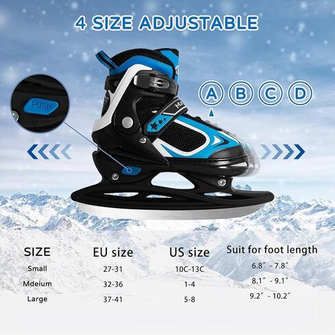 MammyGol Adjustable Ice Skates for Kids Youth Tean Hockey Lace-Up Boys or Girls Ice Skate for Beginner Age 4-12 Blue Black Teal Green in Saudi Arabia