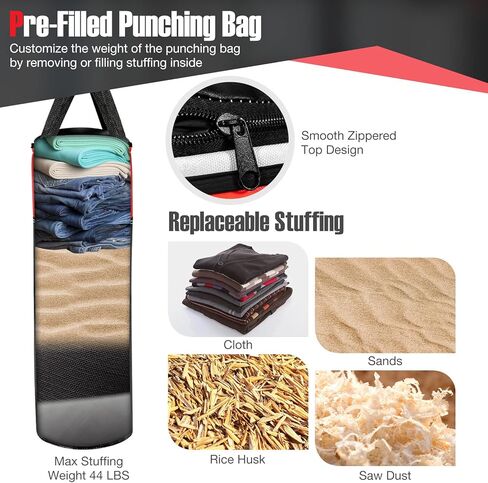 GYMAX Punching Bag for Kids, Pre Filled Kids Punching Bag with Boxing Gloves, Hand Wraps & Carry Bag, Hanging Heavy Punching Bag for Kids MMA Kick Boxing Muay Thai Taekwondo Karate Workout in Saudi Arabia