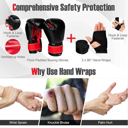GYMAX Punching Bag for Kids, Pre Filled Kids Punching Bag with Boxing Gloves, Hand Wraps & Carry Bag, Hanging Heavy Punching Bag for Kids MMA Kick Boxing Muay Thai Taekwondo Karate Workout in Saudi Arabia