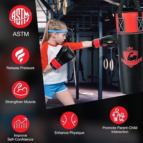 GYMAX Punching Bag for Kids, Pre Filled Kids Punching Bag with Boxing Gloves, Hand Wraps & Carry Bag, Hanging Heavy Punching Bag for Kids MMA Kick Boxing Muay Thai Taekwondo Karate Workout in Saudi Arabia